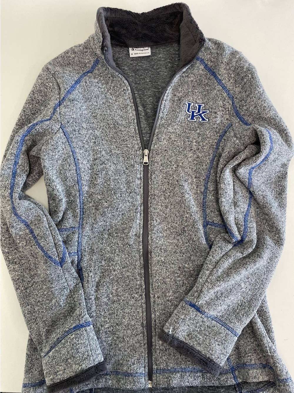 Champion Gray Heather Fleece Jacket with Plush Collar